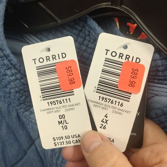 Torrid Chambray Quilted Shacket New - Picture 5 of 5